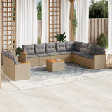 vidaXL 10-delige Loungeset met kussens poly rattan zwart