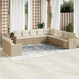 vidaXL 11-Piece Lounge Set with Cushions Poly Rattan Black