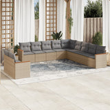 vidaXL 11-Piece Lounge Set with Cushions Poly Rattan Black