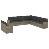 vidaXL 11-Piece Lounge Set with Cushions Poly Rattan Black