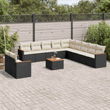 vidaXL 11-Piece Lounge Set with Cushions Poly Rattan Black