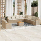 vidaXL 11-Piece Lounge Set with Cushions Poly Rattan Black