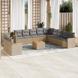 vidaXL 11-Piece Lounge Set with Cushions Poly Rattan Black