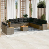 vidaXL 11-Piece Lounge Set with Cushions Poly Rattan Black