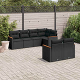 vidaXL 7-delige Loungeset met kussens poly rattan zwart
