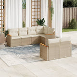 vidaXL 7-delige Loungeset met kussens poly rattan zwart
