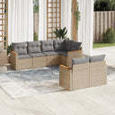 vidaXL 7-delige Loungeset met kussens poly rattan zwart