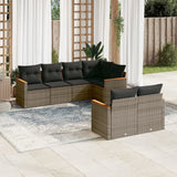 vidaXL 7-delige Loungeset met kussens poly rattan zwart