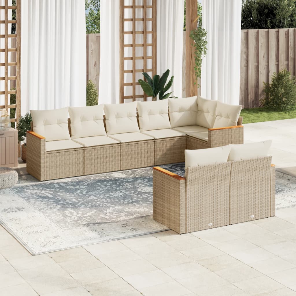 vidaXL 8-delige Loungeset met kussens poly rattan zwart