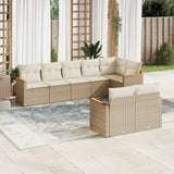 vidaXL 8-delige Loungeset met kussens poly rattan zwart