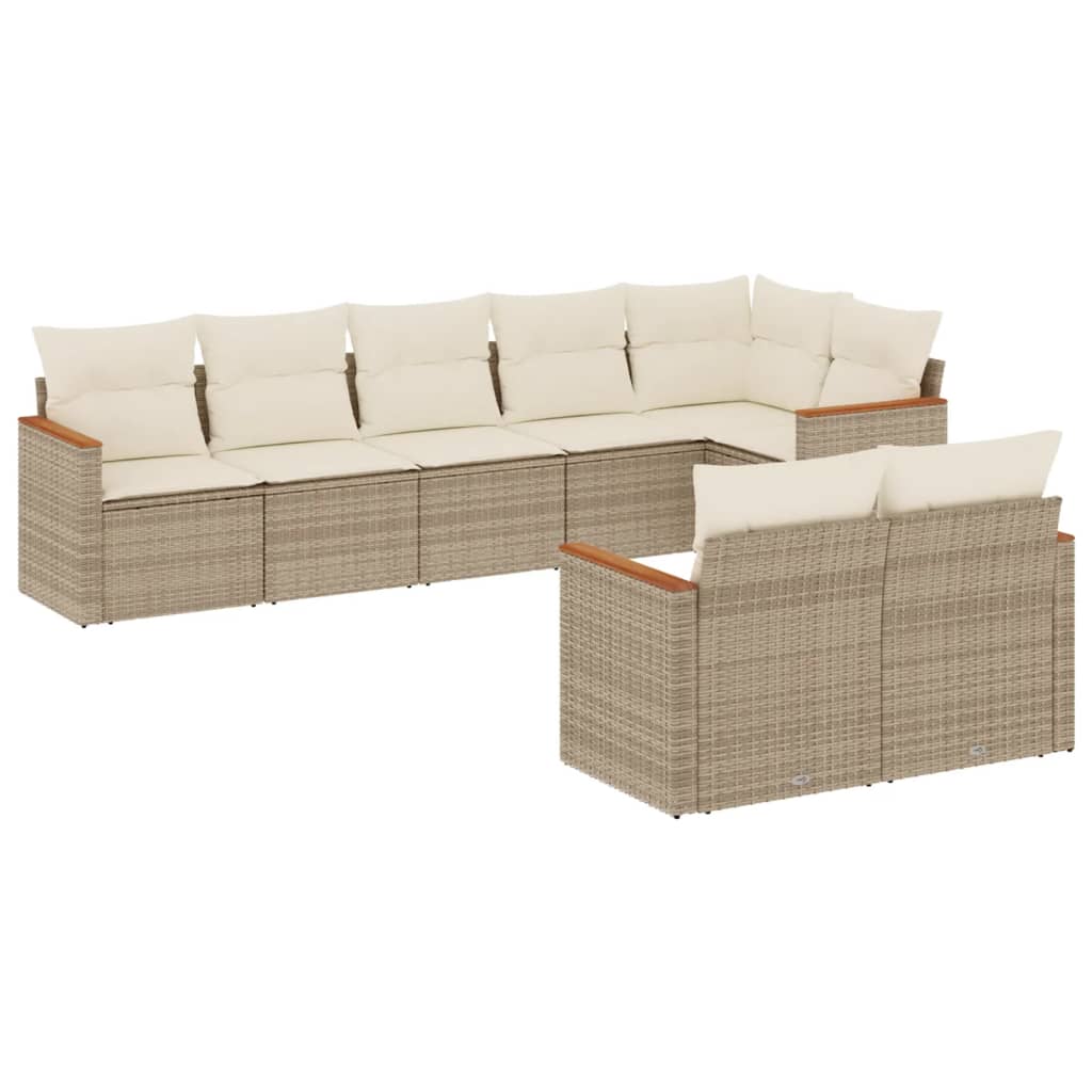 vidaXL 8-delige Loungeset met kussens poly rattan zwart