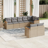 vidaXL 8-delige Loungeset met kussens poly rattan zwart