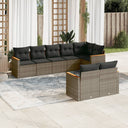 vidaXL 8-delige Loungeset met kussens poly rattan zwart