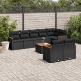 vidaXL 8-delige Loungeset met kussens poly rattan zwart
