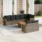 vidaXL 8-delige Loungeset met kussens poly rattan zwart