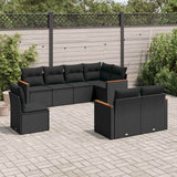 vidaXL 8-Piece Lounge Set with Cushions Poly Rattan Black