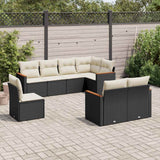vidaXL 8-Piece Lounge Set with Cushions Poly Rattan Black