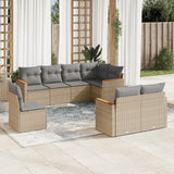 vidaXL 8-Piece Lounge Set with Cushions Poly Rattan Black