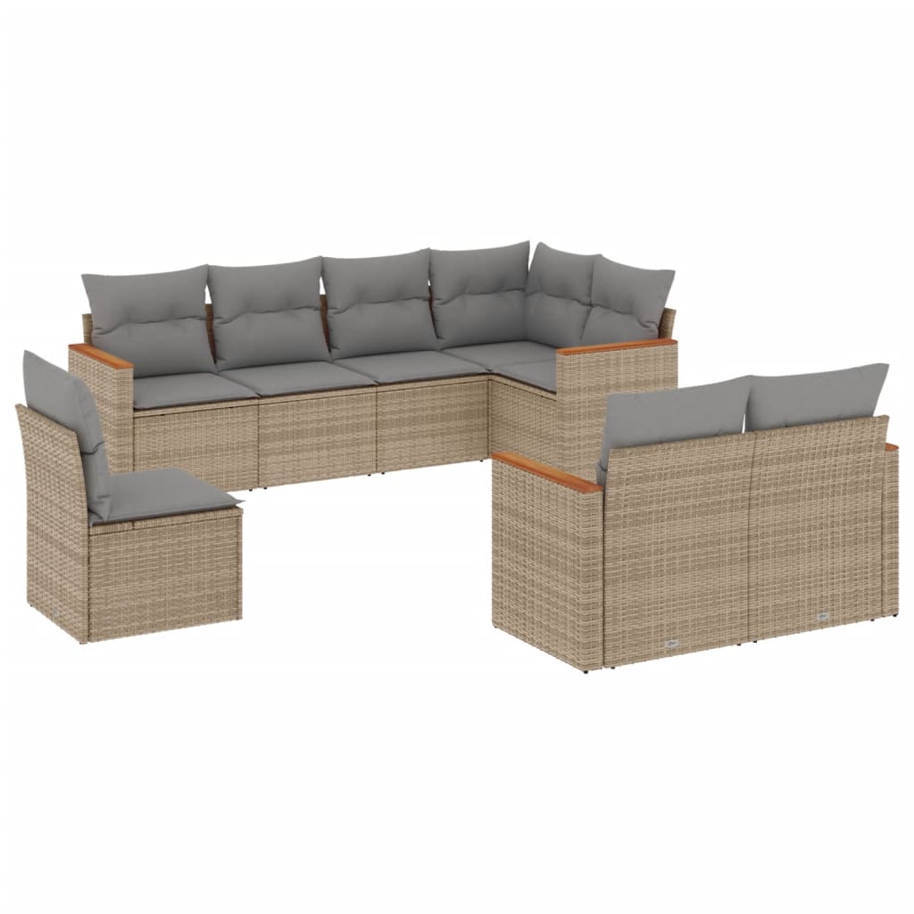 vidaXL 8-Piece Lounge Set with Cushions Poly Rattan Black
