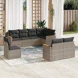 vidaXL 8-Piece Lounge Set with Cushions Poly Rattan Black