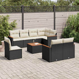 vidaXL 8-Piece Lounge Set with Cushions Poly Rattan Black