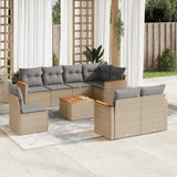 vidaXL 8-Piece Lounge Set with Cushions Poly Rattan Black