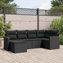 vidaXL 6-piece Lounge Set with Cushions Poly Rattan Black