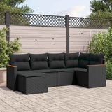 vidaXL 6-piece Lounge Set with Cushions Poly Rattan Black