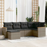 vidaXL 6-piece Lounge Set with Cushions Poly Rattan Black