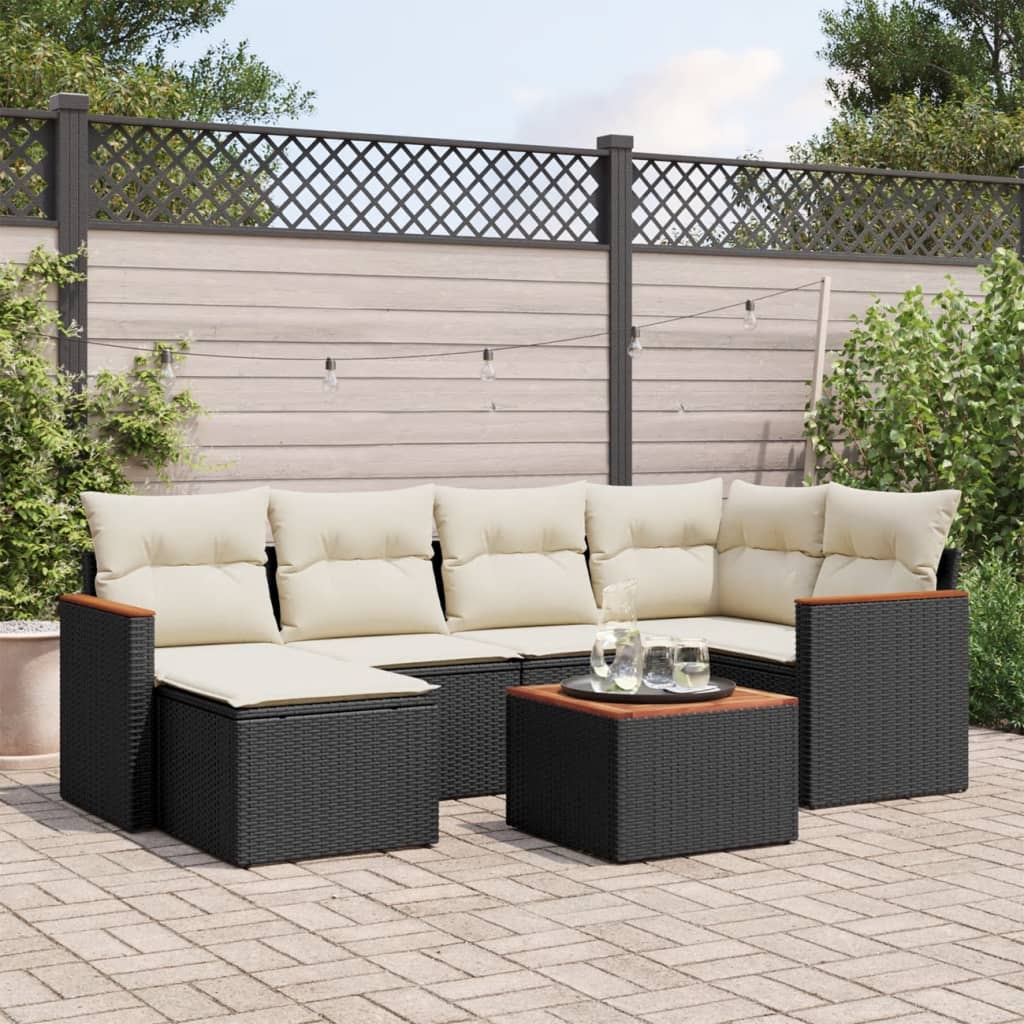 vidaXL 6-piece Lounge Set with Cushions Poly Rattan Black