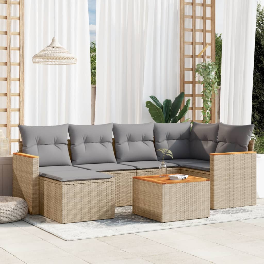 vidaXL 6-piece Lounge Set with Cushions Poly Rattan Black