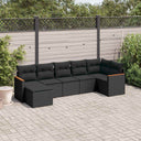 vidaXL 7-Piece Lounge Set with Cushions Poly Rattan Black
