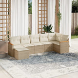 vidaXL 7-Piece Lounge Set with Cushions Poly Rattan Black