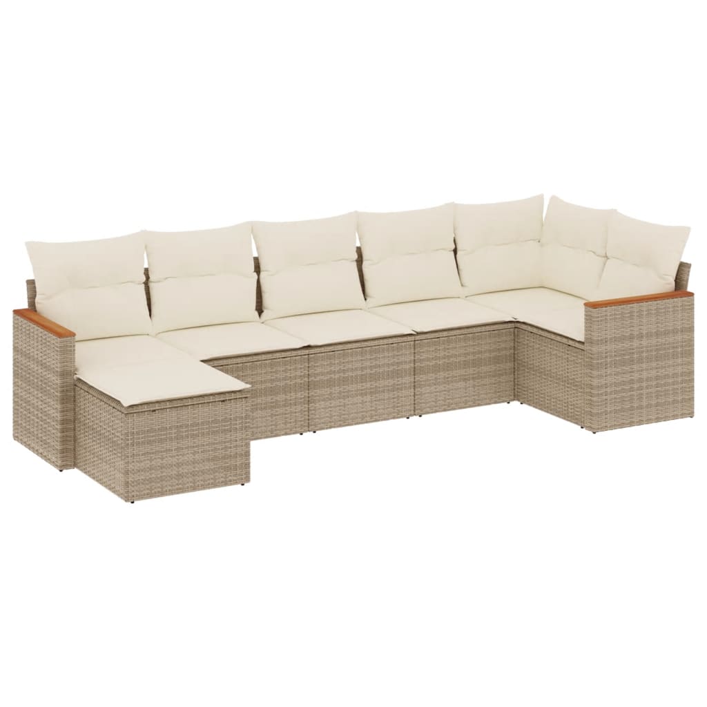 vidaXL 7-Piece Lounge Set with Cushions Poly Rattan Black