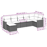 vidaXL 7-Piece Lounge Set with Cushions Poly Rattan Black