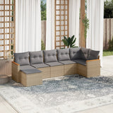 vidaXL 7-Piece Lounge Set with Cushions Poly Rattan Black