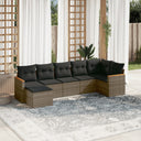 vidaXL 7-Piece Lounge Set with Cushions Poly Rattan Black