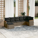 vidaXL 7-Piece Lounge Set with Cushions Poly Rattan Black