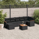 vidaXL 7-Piece Lounge Set with Cushions Poly Rattan Black