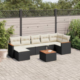 vidaXL 7-Piece Lounge Set with Cushions Poly Rattan Black