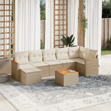 vidaXL 7-Piece Lounge Set with Cushions Poly Rattan Black
