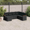 vidaXL 7-Piece Lounge Set with Cushions Poly Rattan Black