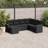 vidaXL 7-Piece Lounge Set with Cushions Poly Rattan Black