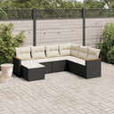 vidaXL 7-Piece Lounge Set with Cushions Poly Rattan Black