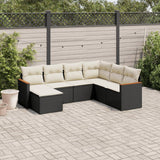 vidaXL 7-Piece Lounge Set with Cushions Poly Rattan Black