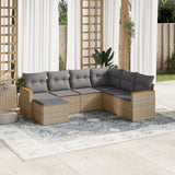 vidaXL 7-Piece Lounge Set with Cushions Poly Rattan Black