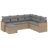 vidaXL 7-Piece Lounge Set with Cushions Poly Rattan Black