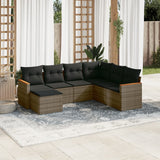 vidaXL 7-Piece Lounge Set with Cushions Poly Rattan Black