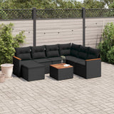 vidaXL 7-Piece Lounge Set with Cushions Poly Rattan Black