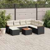 vidaXL 7-Piece Lounge Set with Cushions Poly Rattan Black